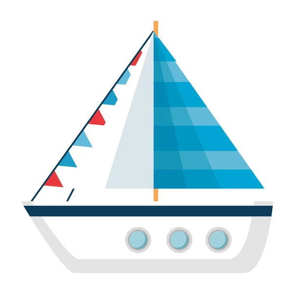 Barco velero verano aislado icono — Vector de stock