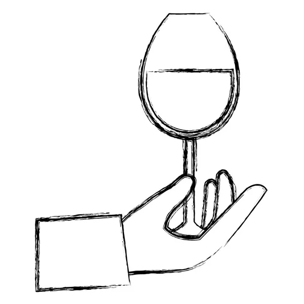 Hand with wine cup glass — Stock Vector