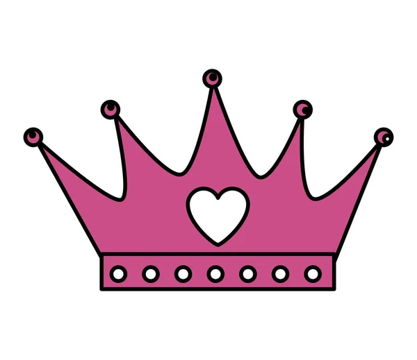 Crown queen with heart icon — Stock Vector