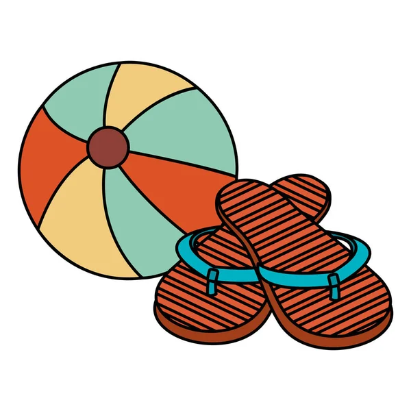 Пляжна куля з босоніжками — стоковий вектор