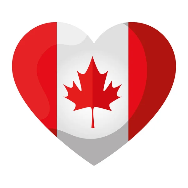 Canadian flag with heart shape — Stock Vector