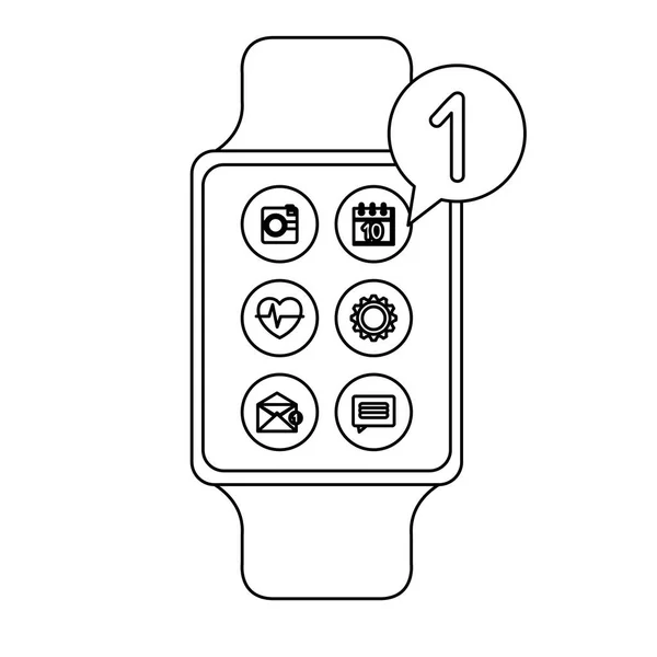 SmartWatch menüalkalmazások és beszédbuborék — Stock Vector