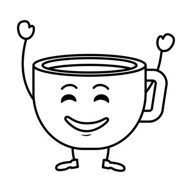 kahve fincanı kawaii karakter vektör illüstrasyon