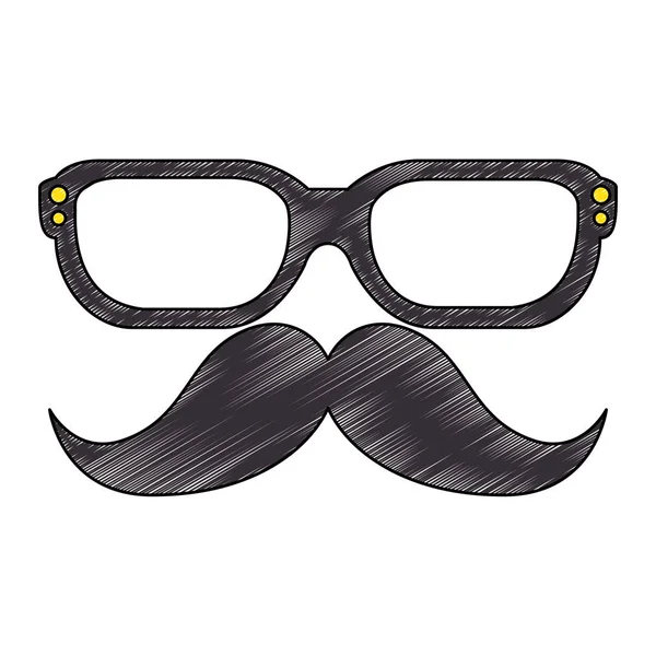 Baffi e occhiali stile hipster — Vettoriale Stock