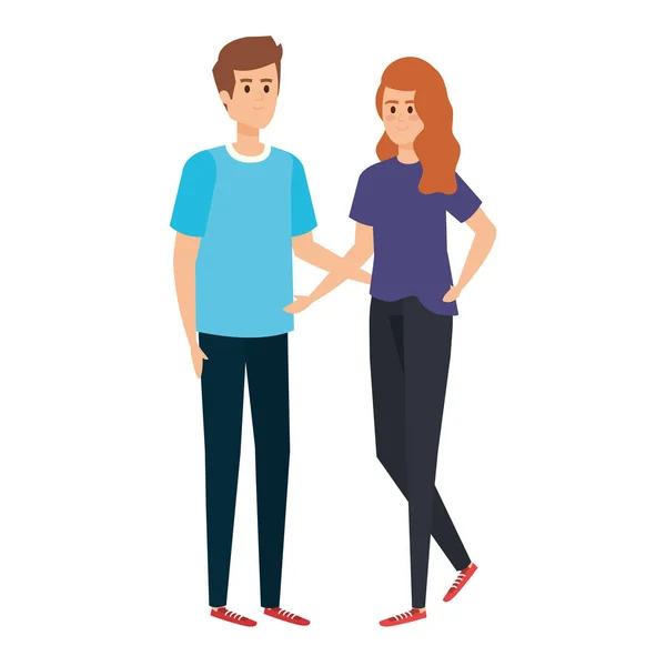 Young couple lovers avatars characters — Stock Vector