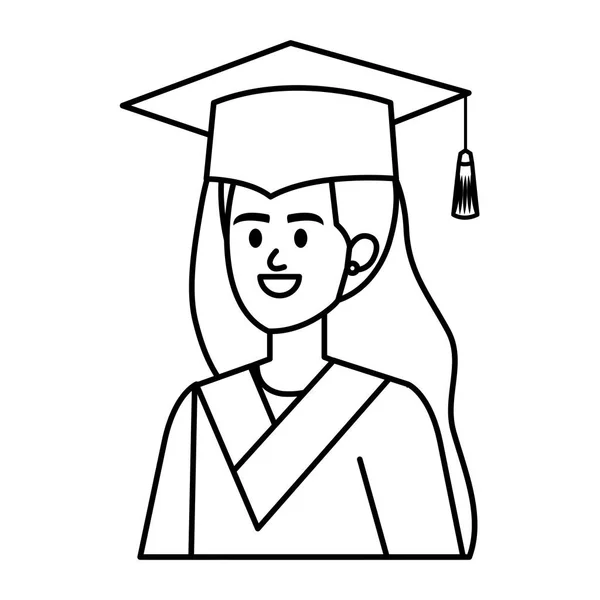 Young woman student graduated character — 스톡 벡터