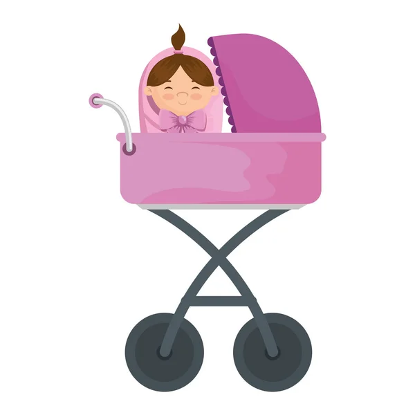 Повозка с симпатичной маленькой девочкой характер ребенка — стоковый вектор