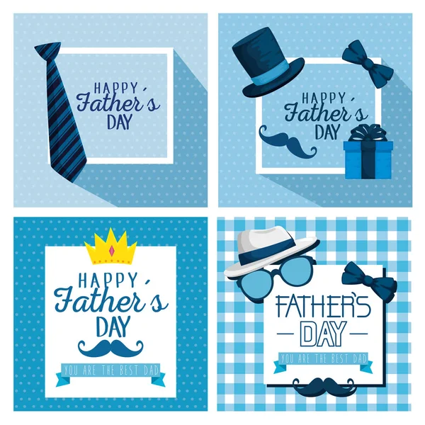 Set card decoration to fathers day celebration — Stock Vector