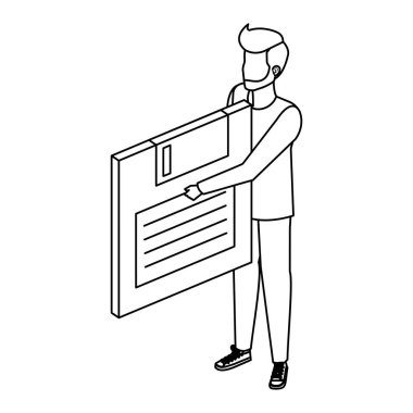 Genç adam disket veri deposunu kaldırıyor