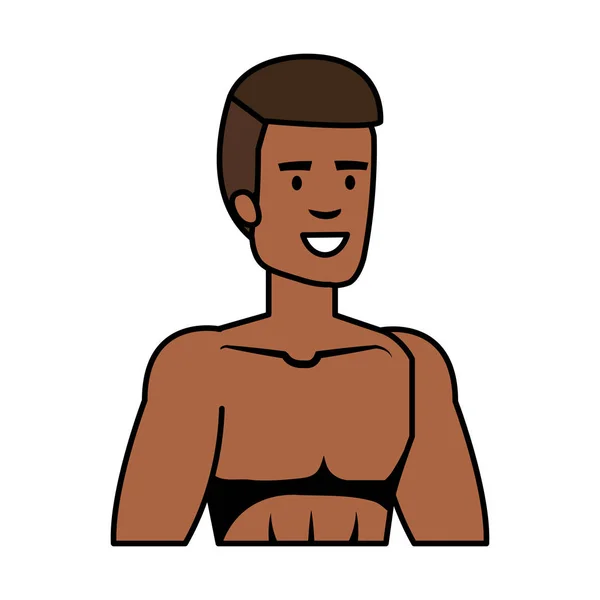 Hombre atlético sin camisa carácter vector ilustración — Vector de stock