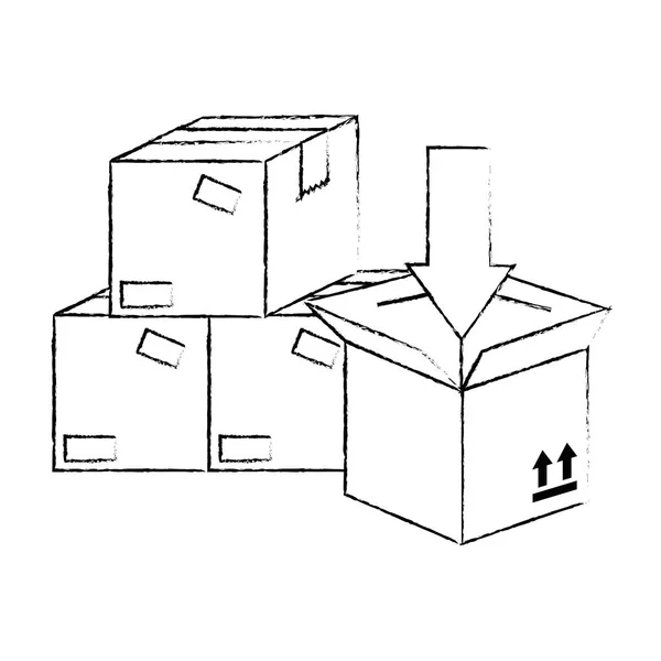 Stapel dozen karton met pijl verpakking — Stockvector