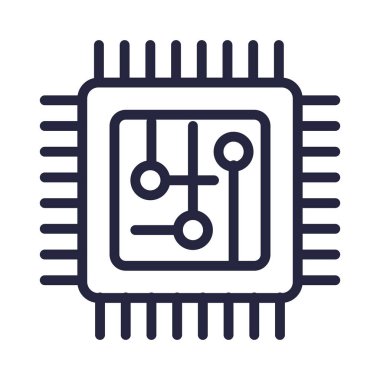 bilgisayar işlemcisi izole simge vektör çizer