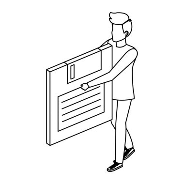 Genç adam disket veri deposunu kaldırıyor