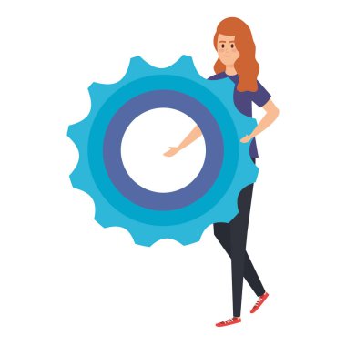 Genç kadın dişli kaldırma makinesi ayarları