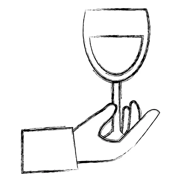 Hand mit Weinbecher Glas — Stockvektor