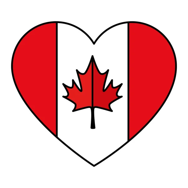 Canadian flag with heart shape — Stock Vector