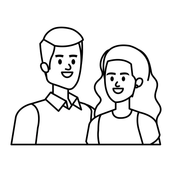 Negocio pareja avatares caracteres vector ilustración — Vector de stock