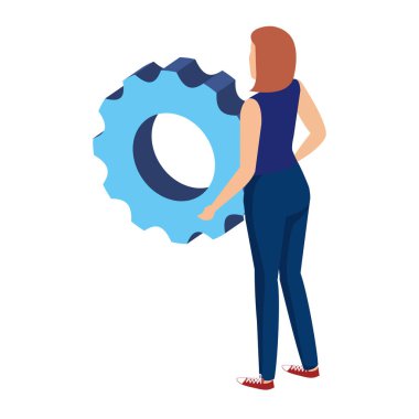 Genç kadın dişli kaldırma makinesi ayarları