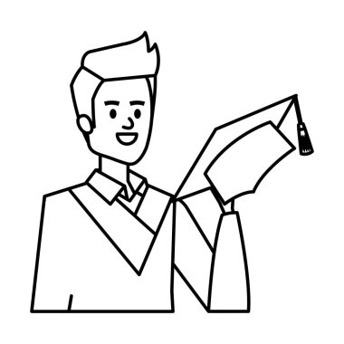 Genç adam şapkayla mezun oldu.