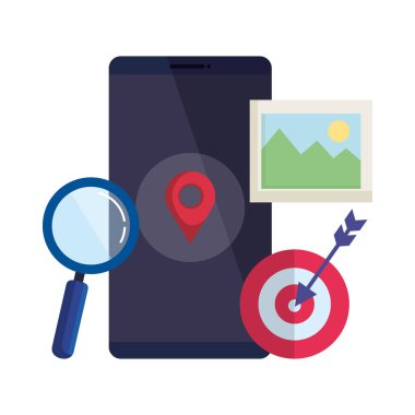 büyüteç ve pin konumu ile akıllı telefon