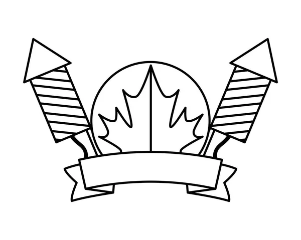Кленовий лист канадський з феєрверком — стоковий вектор