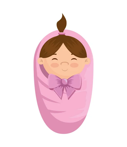 Cute little girl baby character — Stock Vector