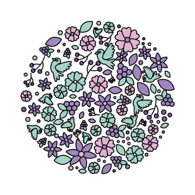 dairesel çiçek süsleme deseni