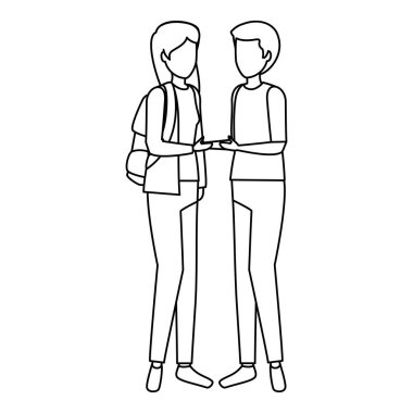 okul çantası ile mutlu genç çift