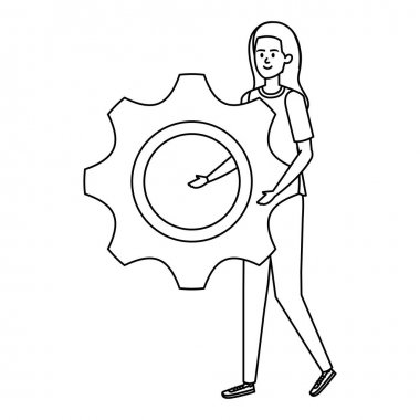 Genç kadın dişli kaldırma makinesi ayarları