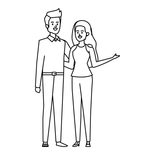 Couple d'affaires avatars personnages illustration vectorielle — Image vectorielle