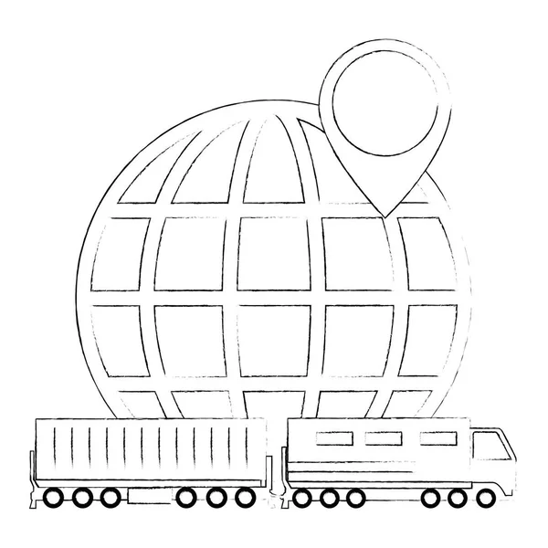 Kereta kargo dengan layanan logistik planet - Stok Vektor