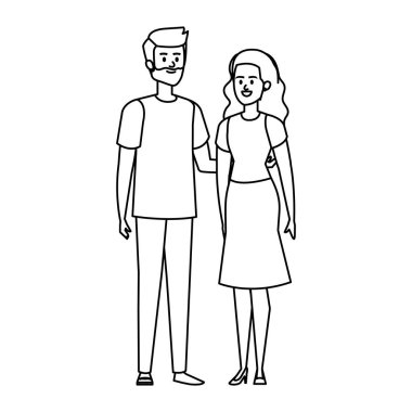 Genç çiftler karakterleri avatarlar