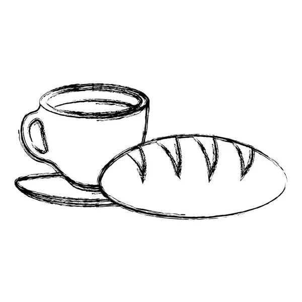 Taza de café con producto de pastelería — Vector de stock