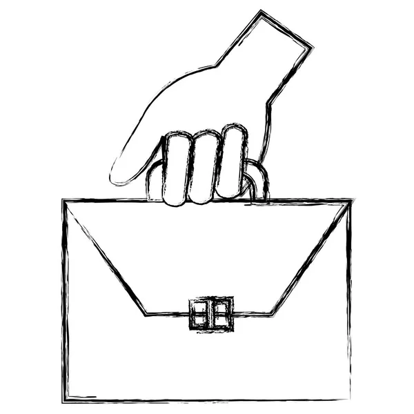 Hand mit Portfolio-Symbol — Stockvektor