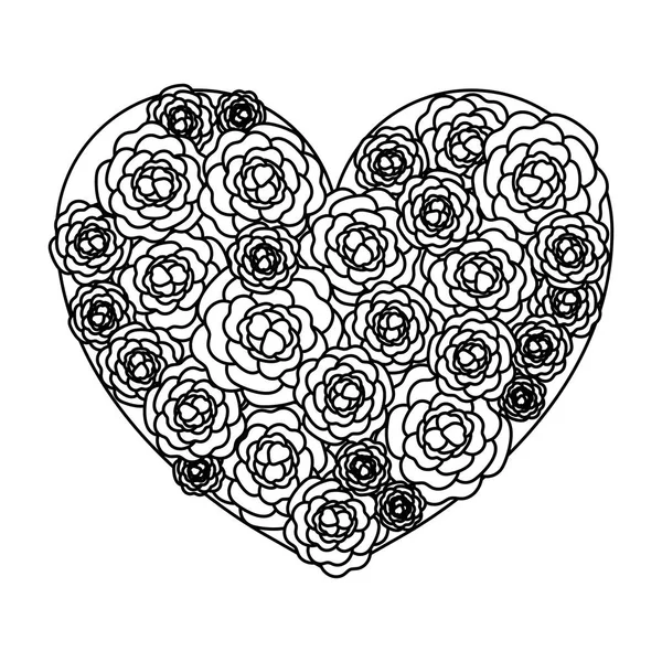 Όμορφα τριαντάφυλλα με το σχήμα της καρδιάς — Διανυσματικό Αρχείο