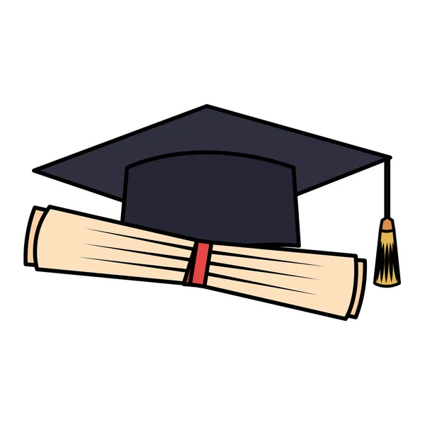 Chapeau de graduation et icônes de diplôme — Image vectorielle