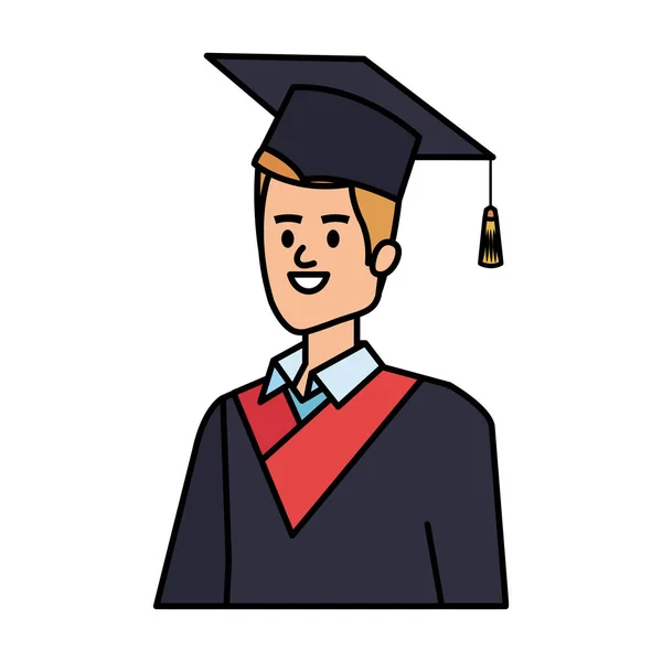 Νεαρός φοιτητής αποφοίτησε με καπέλο — Διανυσματικό Αρχείο