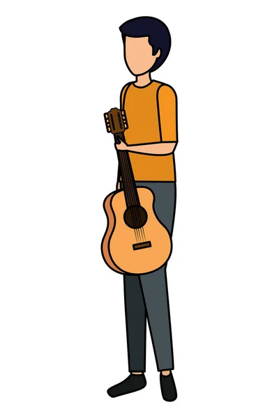 Jongeman met gitaar instrument — Stockvector