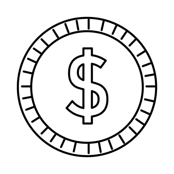 Érme pénz dollár elszigetelt ikon — Stock Vector