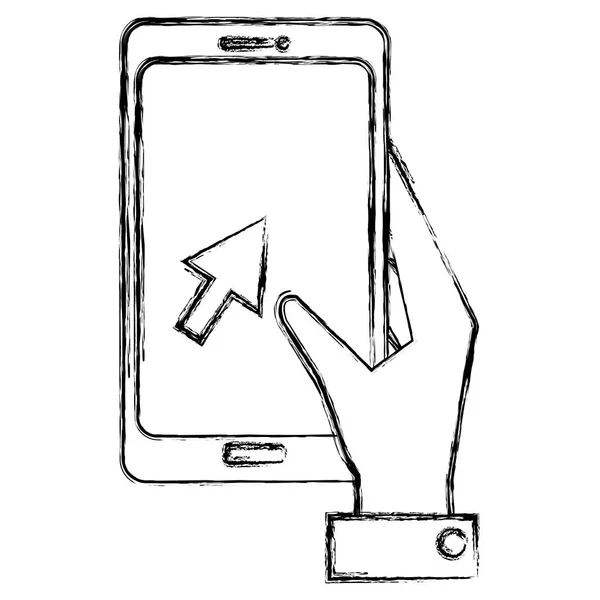 Hand med smartphone ikon — Stock vektor