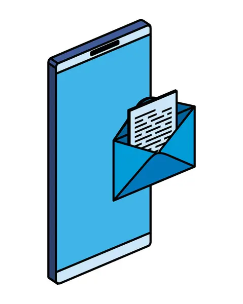 Smartphoneapparaat met envelop mail — Stockvector