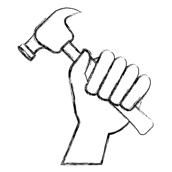 Рука с молотком — стоковый вектор