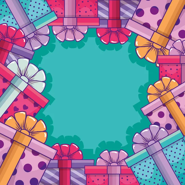 Cadeaux boîtes cadeaux cadre — Image vectorielle