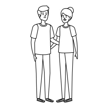 Genç çiftler karakterleri avatarlar