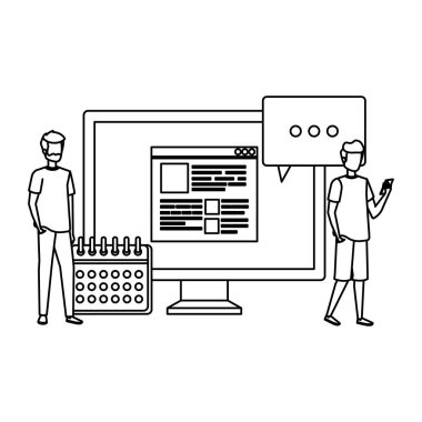 Masaüstü ve takvim karakterleri olan gençler