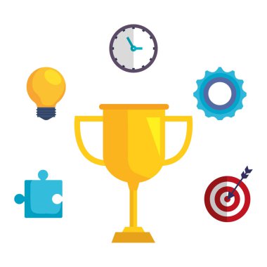 iş simgeleri ile kupa kupası ödülü