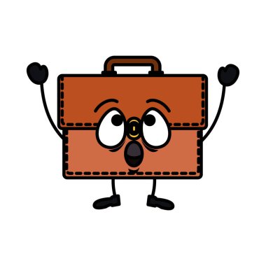 sevimli portföy kawaii karakter vektör illüstrasyon