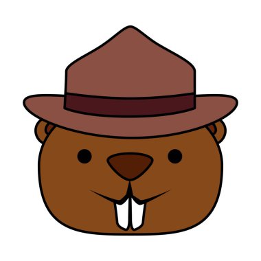 ranger şapka maskot hayvan ile sevimli kunduz