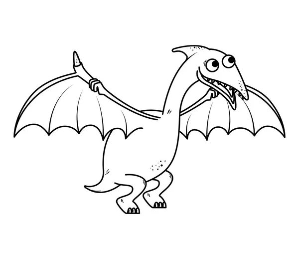 Ícone bonito personagem cômico Pterodactyl — Vetor de Stock