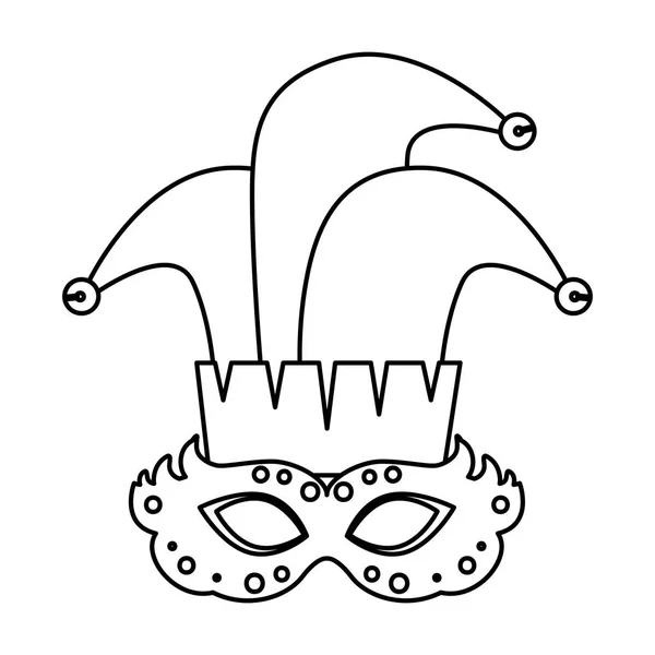 Masque de carnaval avec chapeau joker — Image vectorielle